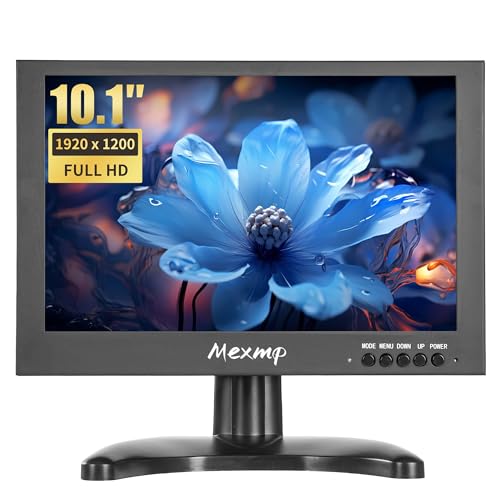 Mexmp 10.1インチ 小型HDMIモニター 1920×1200 16:10 IPS 金属筐体 液晶ディスプレイ HDMI/VGA/AV/BNC入力対応 リモコン付 内蔵スピーカー PC 防犯カメラ RasPi用 MP10M