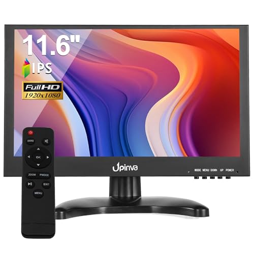 Upinva 12インチ 小型IPSモニター 金属ボディ FHD(1920x1080) HDMI/VGA/AV/BNC 多入力 内蔵スピーカー 対応 【CCTV監視 防犯カメラ DVR PC Nintendo Switch PS5 ゲーム機用 ポータブルディスプレイ】 UA116J