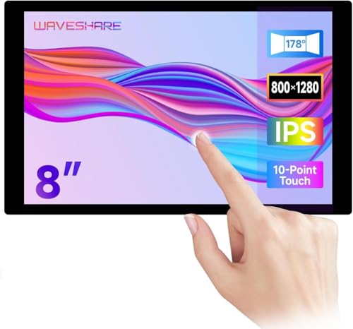 TUOPUONE 8インチDSI静電容量式タッチディスプレイ、800×1280、IPSパネル、光学ボンディング強化ガラスパネル、10ポイントタッチ、ラズベリーパイ/ESP32-P4/RK3506/RK3576(8-DSI-Touch-A)対応