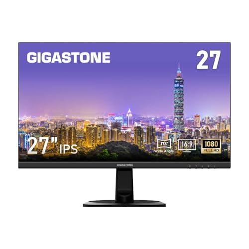 Gigastone 【3年無償交換保証】GIGASTONE(ギガストーン) 27インチ モニター 1920x1080 フルHD IPS 75Hz スピーカー内蔵 非光沢 ブルーライト軽減 178°広い視野角 フレームレス PCモニター 人間工学角度調整 HDMI VGA VESA対応 (100X100mm) チューナー非搭載 27型
