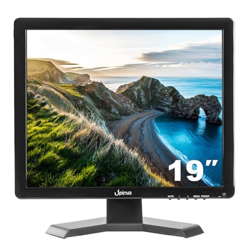 Upinva 19インチ 防犯CCTV専用モニター｜1280x1024 4:3比率｜BNC最優先 多入力(HDMI/VGA/AV/USB)｜リモコン&内蔵spk付｜監視カメラ/STB接続対応 産業用TFT液晶 UA19M