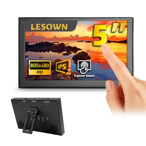 LESOWN 5インチ ミニタッチ セカンダリディスプレイ ポータブルモニター 800x480 USB HDMI IPS LCD 静電容量式タッチスクリーン 小型モニター PC ノートパソコン Windows用 LP-50C-T+S