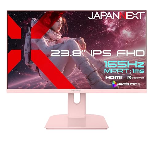 JAPANNEXT ジャパンネクスト フルHD対応 23.8型液晶ディスプレイ/HDMI×1、DP×1/ピンク/スピーカー/2年保証 JN-Ei238G165F-PK