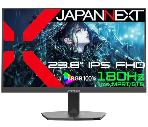 JAPANNEXT 【ECサイト限定】JAPANNEXT 23.8インチ IPSパネル搭載 180Hz対応 フルHD(1920x1080)解像度 ゲーミングモニター JN-Ei238G180F HDMI DP 1ms(GTG/MPRT) HDR sRGB:100% PS5:120Hz接続【2年保証】