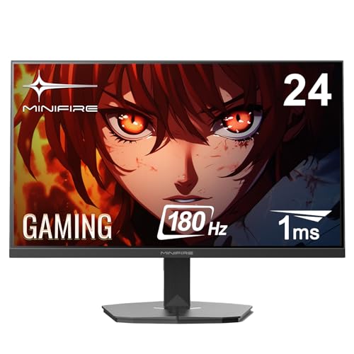 Minifire ゲーミングモニター 24インチ 180Hz sRGB 110% HDR10 300cd/m² DCI-P3 80% Adaptive Sync FHD 16.7M(8 bits) VESA 75*75mm DP1.4 HDMI ポート (HDMIケーブル付属、MFG24F4S)