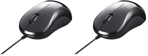 バッファロー BUFFALO 有線 BlueLED 静音 USB 3ボタンマウス ブラック BSMBU108BK (× 2)
