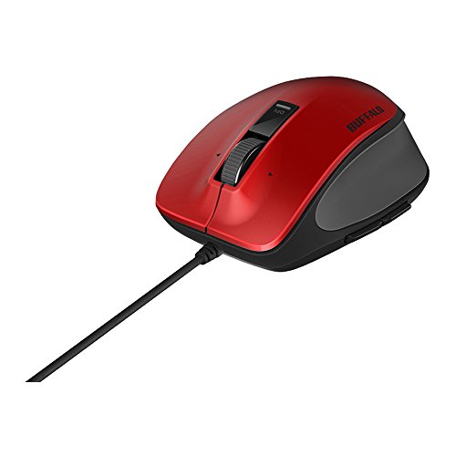 バッファロー BUFFALO 有線 BlueLED プレミアムフィットマウス 静音 5ボタン Mサイズ レッド BSMBU505MRD