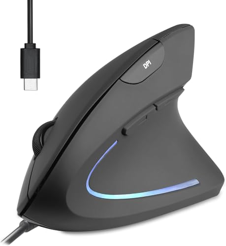 Perixx PERIMICE-513C 有線縦型USB-Cマウス Type C ブラック