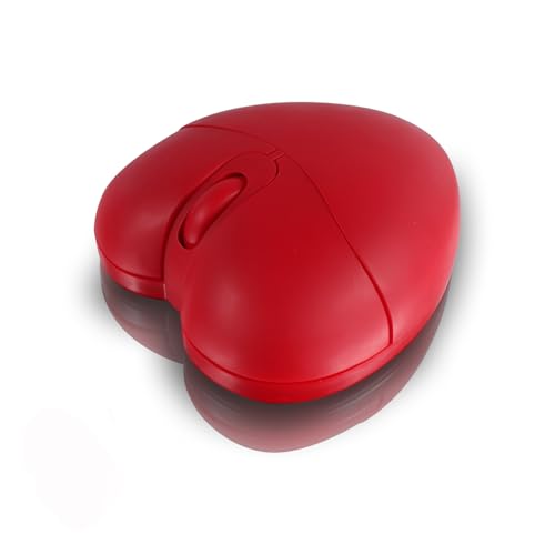 ワイヤレスBluetoothマウス かわいい ハート型 静音設計 電池式 軽量ポータブル 2.4G/Bluetoothデュアルモード 光学式 1000DPI 子供/女性向けギフト PC/タブレット/MacBook対応 赤 JACM0329W-2M-R