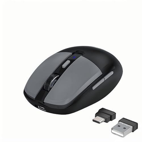 マウス 無線 ワイヤレス 3台のデバイス接続可能 2.4 G Bluetooth USB/Type-Cレシーバー 静音 軽量 1000/160/2400/3200DPI 6 ボタン 進む/戻るボタン 充電式 便利 iPAD/スマホ/パソコン/ノートパソコン/Win/MAC/Android/iOS 対応 (ブラック)