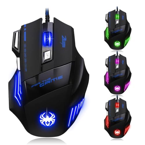 DGCOOIQ ゲーミングマウス 有線 、7200DPI調整、 7個プログラマブルボタン、LEDバックライ、人間工学デザイン、光学式エルゴノミクスゲーマーマウス、高耐久 ゲーム/オフィス用 Windows対応 Nova (ブラック) T-80