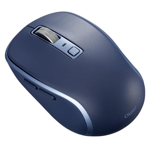 ナカバヤシ Digio2Bluetooth静音5ボタンBlueLEDマウス小さめの握りやすいカタチネイビーZ0184