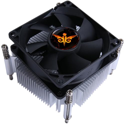 YWHT 銅コアラジエータープロセッサPCクーラーX79 X99 CPUファン4ピンPWMクーラー空冷取り付けLGA2011 2066 E5 (2011-4Pin（温度制御なし）-角型枠 黒ブレード - ライトなし,銅コア)