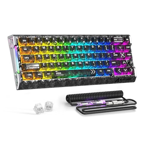 ATTACK SHARK 【ATTACK SHARK R68HE 墨影】磁気スイッチ ゲーミングキーボード 有線 68キー 65% ラピッドトリガー0.005mm（設定により）256Kスキャン 最大8000Hzポーリング 低遅延 RGBサイドライト 6層吸音 HIFI打鍵音 カーボン複合+CNCアルミ装飾 鍛造カーボン風キーキャップ Webドライバー Type-Cコイルケーブル付