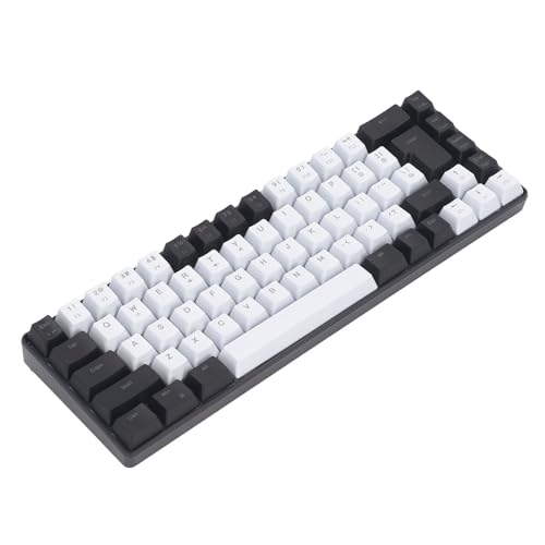 IOHBLQZMIV メンブレンゲーミングキーボード、コントラストカラー有線コンピュータキーボードRGBバックライト付き透明文字人間工学に基づいたデザイン寮用 (白黒)