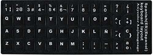 ウルマックス スペイン語キーボードシール 黒地 白文字 キーボードラベル マット加工 Spanish クリーナー付 UL-SLKE011