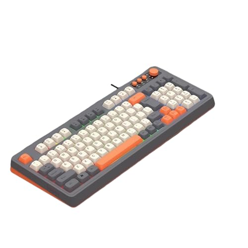 MEILVMEIJI ARGB バックライト ゲーミングキーボード 98キー 人間工学 USB ワイヤキーボード USB ケーブル PC コンピューター ワイヤ接続用 4NB802444-OG