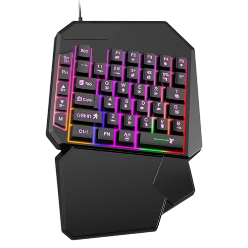 IOHBLQZMIV 片手ゲーミングキーボード、プログラム可能な携帯電話ゲーミングキーボード、持ち運びが簡単、プロ仕様のゲーミングキーボード、左利き、人間工学に基づいたモバイルプラグプレイ。