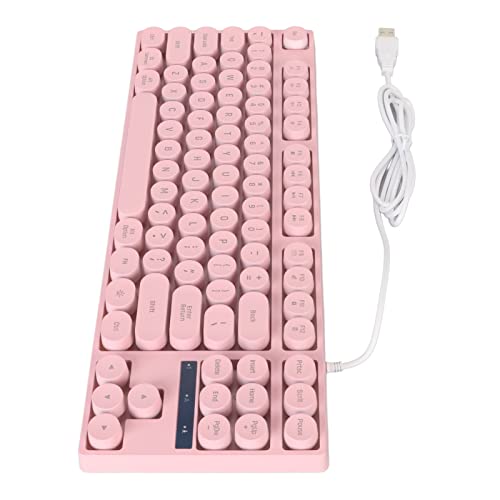 IOHBLQZMIV ゲーミング キーボード 87 キー 人間工学に基づいたデザイン USB ポート有線キーボード レトロ パンク スタイル (ピンク)