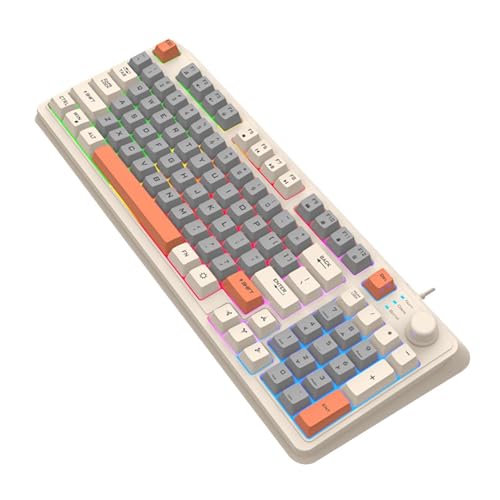 IOHBLQZMIV ライトアップメカニカルゲーミングキーボード - Tricolor PCキーボード バックライト付きメカニカルキーボード、K82 Tricolor 光る有線PCキーボード 学生コンピューターワーカーPCアクセサリー用