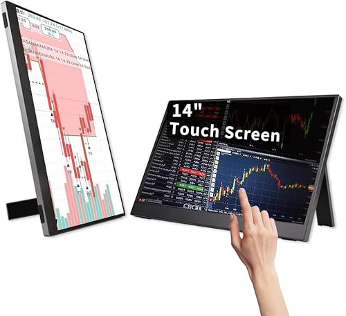 QQU スタンド付き14インチポータブルタッチスクリーン、1920 * 1200P IPS/HDRノートパソコンスクリーンエクステンダー、ゲームやコンピュータディスプレイ用、ノートパソコン/携帯電話PS4/PS5に対応