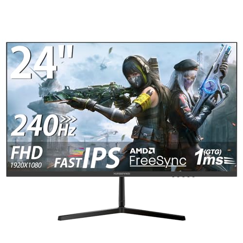 XUNDEFINED 24インチ ゲーミングモニター 240Hz 1ms フルHD(1920 x 1080) FAST IPSパネル 非光沢 126%sRGB 300cd/m² HDR10 FreeSync対応 スピーカー内蔵 ブルーライト軽減 フリッカーフリー HDMI2.0 DP1.4 USB2.0タイプ A チルト調整 VESA 75*75mm