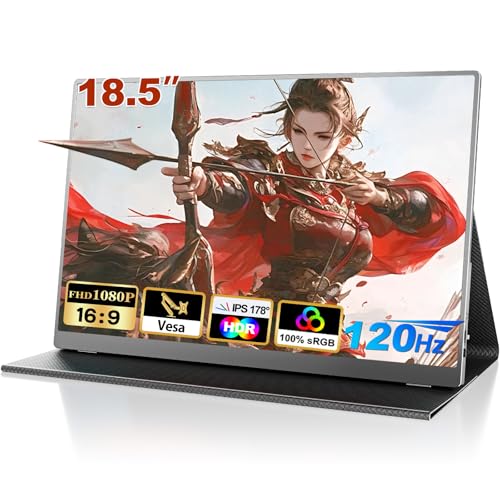 COOLHOOD モバイルモニター 18.5インチ COOLHOOD モバイルディスプレイ ゲーミングモニター 100%sRGB 120Hz 1920x1080FHD HDRモード・FreeSync・VESA対応 ブルーライト低減 非光沢 IPS液晶パネル デュアルスピーカー内蔵 USBType-C mini HDMI PS4/PS5/Switch/Xbox/PC/Macなど対応 185CM1