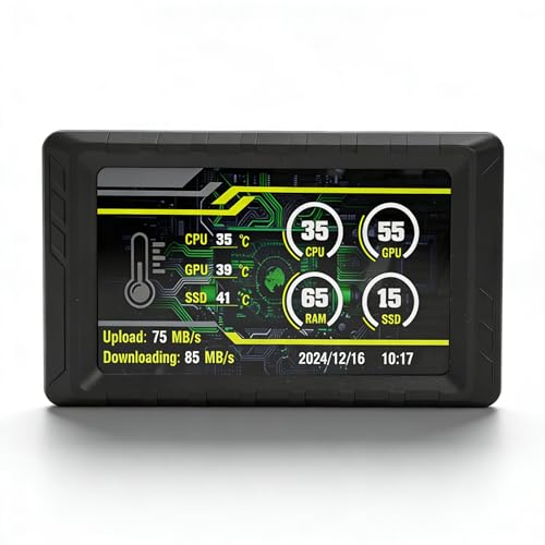 Acogedor Wins 10/11 PC用、5インチセカンダリースクリーン、FHD 854x480 LCDディスプレイ（CPU、GPU温度、メモリデータ、フレームレート監視、ダイナミックビデオテーマ付き） (黒) Acif6az8945o-12