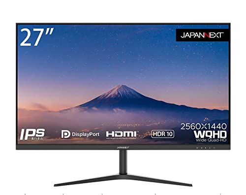 JAPANNEXT 27インチ モニター WQHD 2560 x 1440 IPS ディスプレイ (HDMI/DisplayPort/スピーカー内蔵/VESA対応/ブルーライトカット) JN-IPS27WQHDR