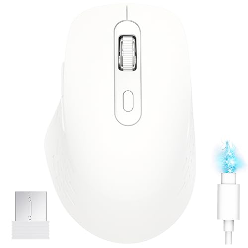 MEFELE Cln ワイヤレスマウス bluetooth 5.2 + 2.4GHz 無線 静音 Type-C充電式 小型 戻る/進むボタン搭載 6ボタン 5DPI切替 3台デバイス同時接続可能 4000 DPI ゲーミングマウス 握りの極み デュアルモード Windows Mac iPad OS iOS Android ChromeOS対応 (ホワイト)