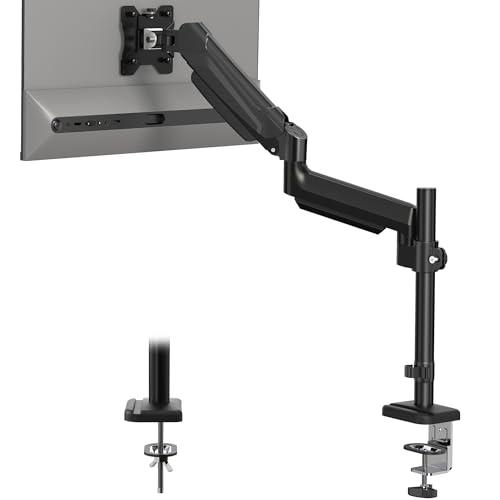 BONTEC モニターアーム ガススプリング シングル デスクスタンド PC/液晶ディスプレイ アーム 最大耐荷重9kg VESA 75/100mm フルモーション(チルト・スイベル・360°回転) デスク省スペース 簡単取り付け Cクランプ/グロメット付属 (13～34インチ｜1画面) GDM7503