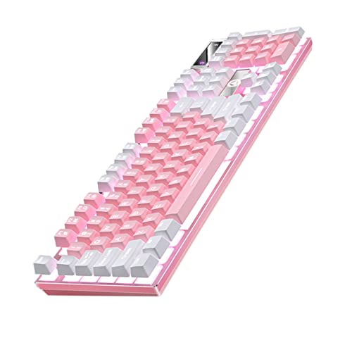 WATIIFUFU ピンクの104キーゲーミングキーボード 安定した特性耐摩耗性持つABS素材 フローティングキーキャップ折りたたみ式スタンド付き快適なゲームプレイに最適
