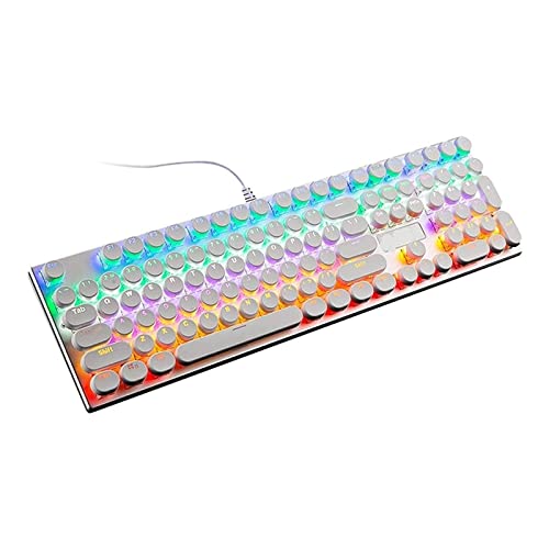 dfghjdfgas ゲーミングキーボード ゲーミングメカニカルキーボード 青赤スイッチ 104キー 有線キーボード LED USB PC用(ホワイト) 8g**25478