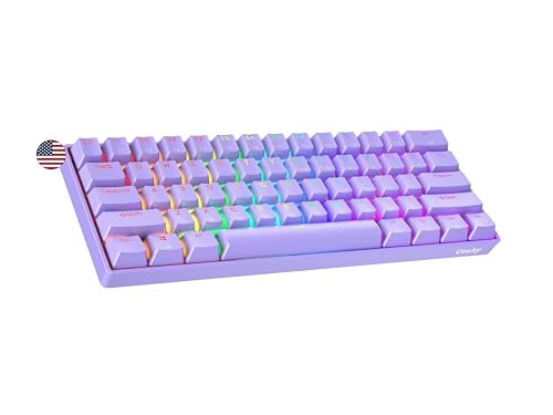 Geeky GK61 60% | ホットスワップ可能なメカニカルゲーミングキーボード | 61キー マルチカラー RGB LEDバックライト PC/Macゲーマー用 | ANSI US American Layout (ラベンダー、メカニカルスピードイエロー) GK61 60% US Layout-Mechanical