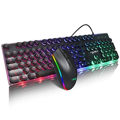 YuJieGuo ゲーミングキーボード バックライトキーボードとマウスのコンボを持つUSB有線ゲーミングキーボードバックライトキー有線ゲーミングマウス滑り止め ゲームやタイピングに適しています