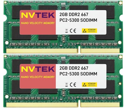 NVTEK ノートPC用メモリPC2-5300 DDR2 667 2GB×2枚 200Pin 18V CL5 Non-ECC SO-DIMM Mac 対応
