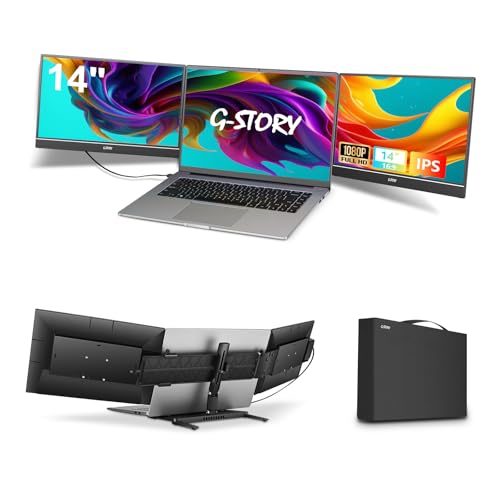 G-STORY 14インチ トリプルノートパソコン画面エクステンダー FHD 1080P デュアルポータブルモニター ケーブル1本接続 (ドライバーが必要) Mac&Windowsに対応 13インチ~17.3インチのノートパソコンに対応 GS140NB