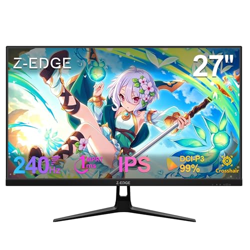 Z Z-Edge (ゼロエッジ) 27インチ ゲーミングモニター 240Hz/1ms IPSパネル FreeSync HDR対応 フルHD 1920x1080 VESAマウント対応 HDMI×2 DP×2 オーディオ出力 UG27PJ ブラック UG27PJ-Black