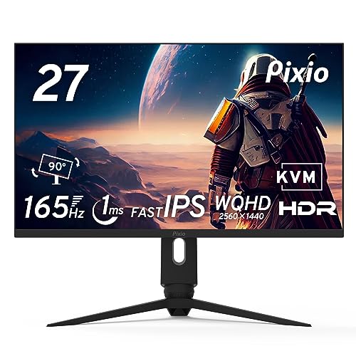 Pixio ピクシオ ゲーミングモニター PX277PRO 27インチ 液晶 ディスプレイ PCモニター 165hz IPS PC WQHD 1ms パソコン 高さ調節可能 角度調節 多機能スタンド