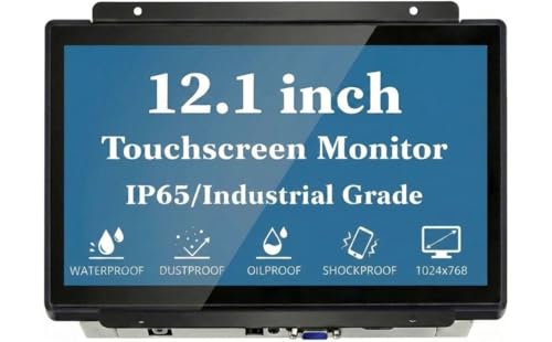 RIUIIN 12.1インチ オープンフレーム 静電容量式タッチスクリーンモニター 1024x768 解像度 4:3 アスペクト比 防水 VESA+パネルマウント キオスク オートメーション POS 自動化 HMI デジタルサイネージ用 7x24時間作業 RS121