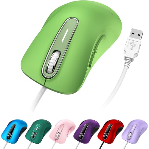 qaf 有線マウス USB 1400DPI 光学式 5 ボタン 人間工学設計 1.5m ケーブル ノート PC MacBook対応 Windows Mac Linux など複数OS対応 (カラシグリーン) M697-Green-QAF-JP