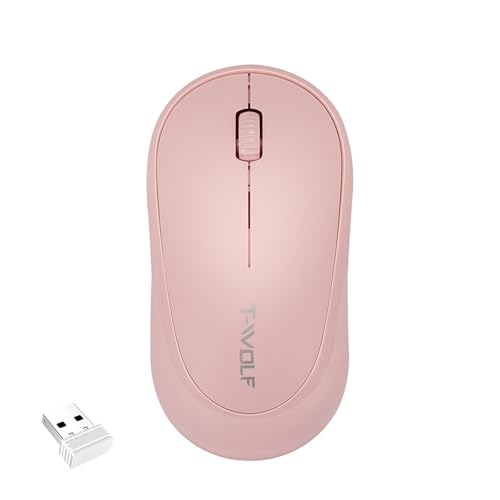 QEIKI ワイヤレスマウス USBレシーバー付き 電池式 即挿即用 静音クリック 小型軽量 ピンク 女性向け おしゃれ ノートパソコン PC Mac 対応 オフィス 在宅ワーク 学習用 (ピンク)
