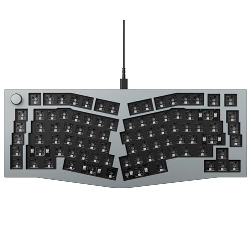 Keychron Q10 QMK カスタム メカニカルキーボード ベアボーン、75% Alice レイアウト 人間工学 CNC アルミニウムケース、ホットスワップ可能なRGBバックライト、プログラム可能なノブ&マクロキー、有線USB-C、Mac Windows Linux、グレー