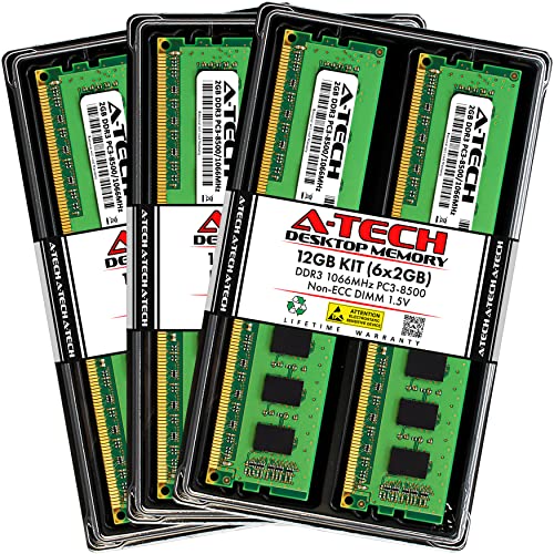 A-Tech 12GB キット (6x2GB) RAM Acer Aspire M7720用 | DDR3 1066MHz PC3-8500 DIMM 240ピン ノンECC UDIMM メモリアップグレード
