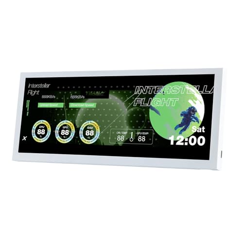 Mjaie ポータブル 12.3 インチ アルミニウム合金セカンダリ ディスプレイ 1920x720 セカンダリ スクリーン付きコンピュータ使用外部スクリーン