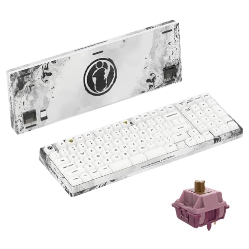 GATERON iG 98共同ブランドメカニカルゲーミングキーボード、ホットスワップ対応3モード有線/Bluetooth/2.4Gワイヤレスキーボード、WindowsおよびMac用RGBライト、PBTキーキャップ付き (スプラッシング・インク, Mountain top Switch)
