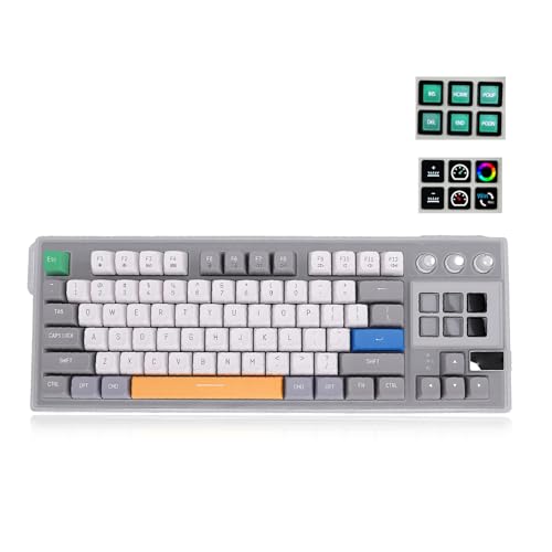 Acogedor USB有線メカニカルキーボード、6つのLCDボタンと3つのノブを搭載した80%ゲーミングキーボード、リニアレッドスイッチ、ホットスワップ対応、ガスケット構造、RGBバックライト Acogegj8tfzqhyl