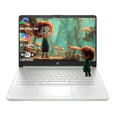 HP Stream 14 学生用ビジネスノートパソコン、Microsoft Office 365、Copilot AI、1TBクラウドストレージ、Intel N150プロセッサー(クアッドコア) 14-dq6000