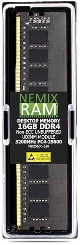 NEMIXRAM NEMIX RAM 16GB (1X16GB) DDR4 3200MHZ PC4-25600 2Rx8 1.2V CL22 288ピン ノンECCバッファード UDIMM デスクトップPCメモリ MSI PRO B760-P WiFi DDR4マザーボード対応