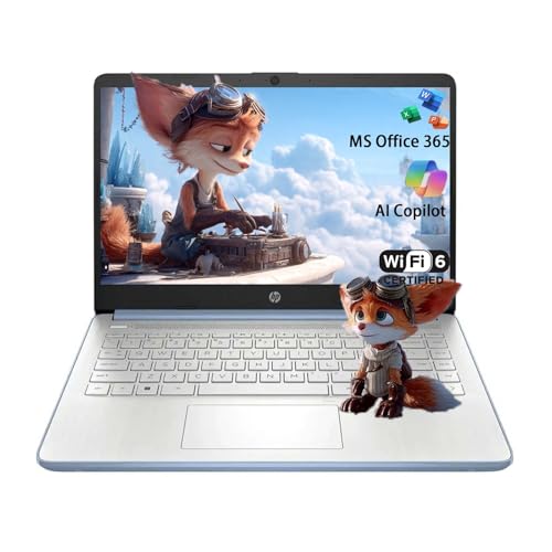 HP Stream 14 学生用ビジネスノートパソコン、Microsoft Office 365、Copilot AI、1TBクラウドストレージ、Intel N150プロセッサー(クアッドコア) 14-dq6000